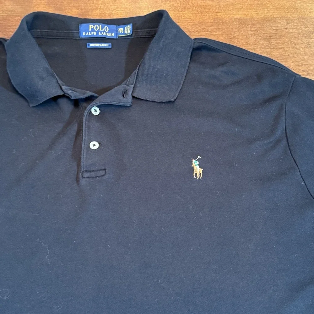 Polo Ralph Lauren Polo‎ Men XXL Black Custom Slim Fit SS Pony Logo Shirt